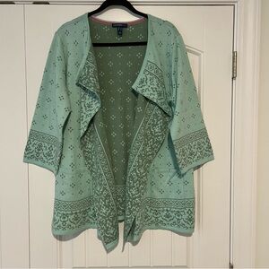 Isaac Mizrahi Mint Green Open Cardigan